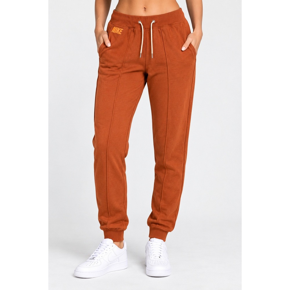Nike Womens Fleece Joggers Burnt Orange Rust High Waisted Sweatpants XS